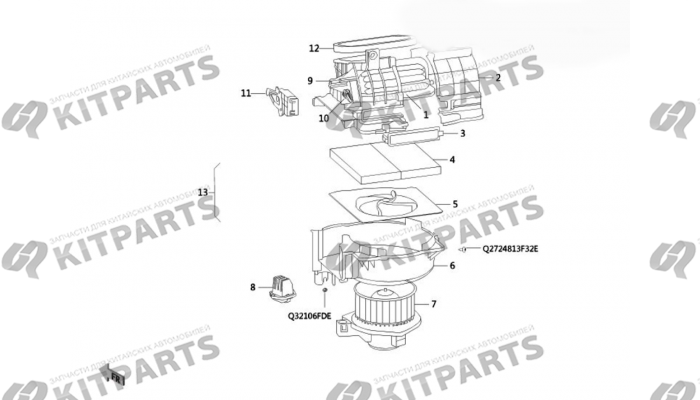 Эл. двигатель отопителя в сборе Haval Wingle 7