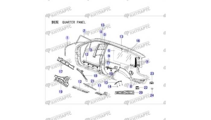 Накладка, уплотнители и стекла боковины кузова Great Wall Hover